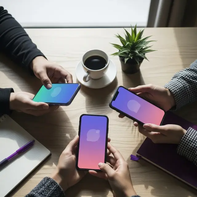 Time compartilhando no celular